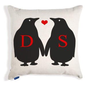 Personalised Initial Penguin Cushion