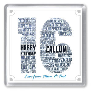 16th Birthday Personalised Word Art Drinks Coaster