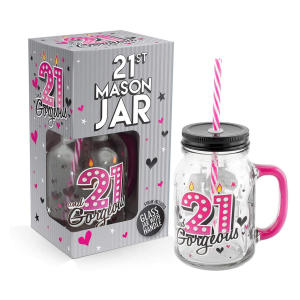 21st Birthday Cocktail Drinking Mason Jar