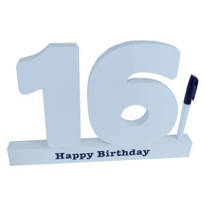 Happy 16th Birthday Personalised Wooden Signature Number