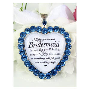 Bridesmaid Bouquet Charm In Cornflower Blue Diamanté