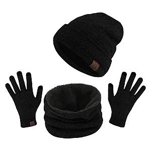 Winter Beanie Hat Scarf Gloves Set