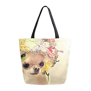 Chihuahua Butterfly Canvas Tote Bag