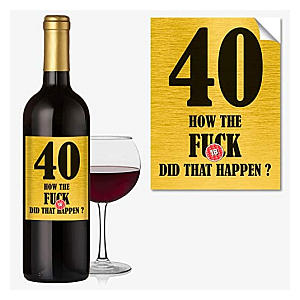 Funny 40th Wine Bottle Label