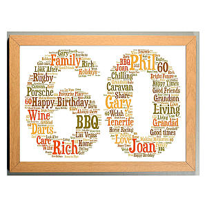 Personalised 60th Framed Word Art