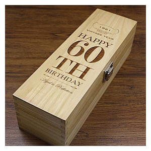 Personalised 60th Wooden Wine Or Champagne Box