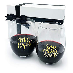 Funny Mr And Mrs Stemless Wine Glasses
