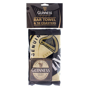 Guinness Bar Towel & Coaster Set