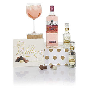 Luxury Pink Gin Hamper Including Chocolates