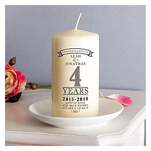 Personalised 4th Anniversary Candle