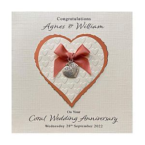 Personalised Coral Anniversary Card