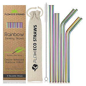 Reusable Rainbow Metal Drinking Straws