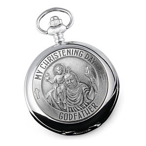 St Christopher Pewter Front Pocket Watch