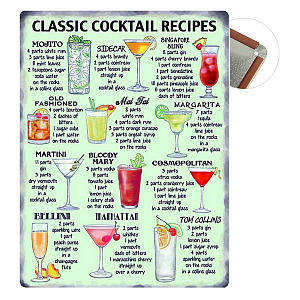 Vintage Cocktail Recipe Plaque