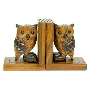 Wooden Owl Bookends