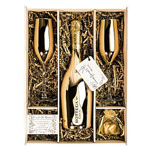 Bottega Gold Presecco Set with Gold Glasses